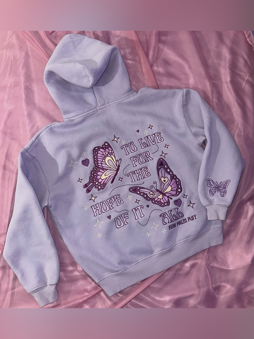 Fairycore Y2K Butterflies Embroidered Hoodie XS